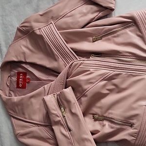 Guess Pink Motorcycle Jacket Gold Zippers